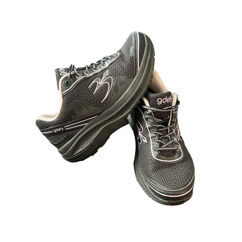 GDefy Gravity Defyer Mighty Walk‎ Shoes Black Purple TB9024FLP-M Women's Size 10